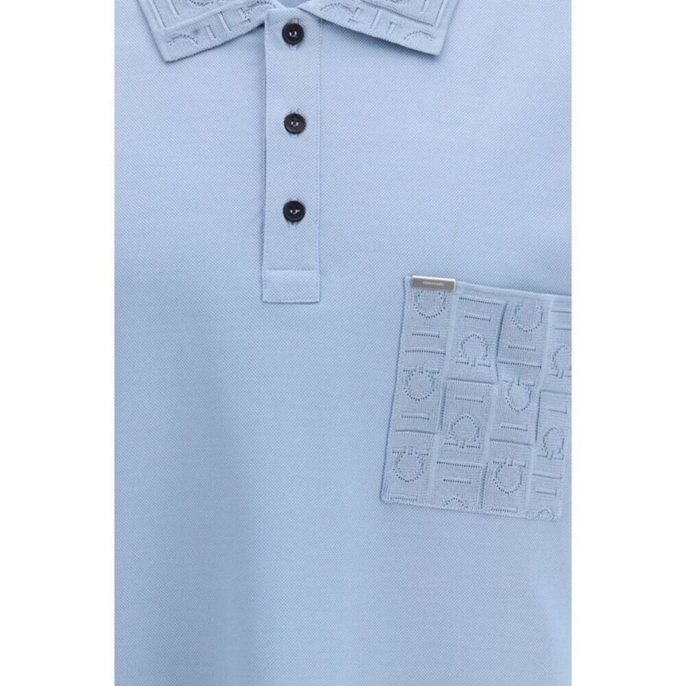 Ferragamo Blue Cotton Polo Men's Shirt - Picture 3 of 3